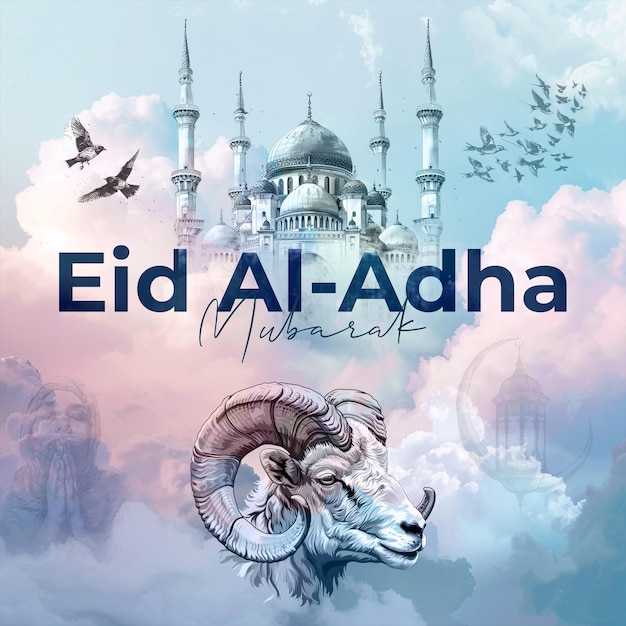 Feliz Eid al Adha después de la plantilla de kurban bayrami