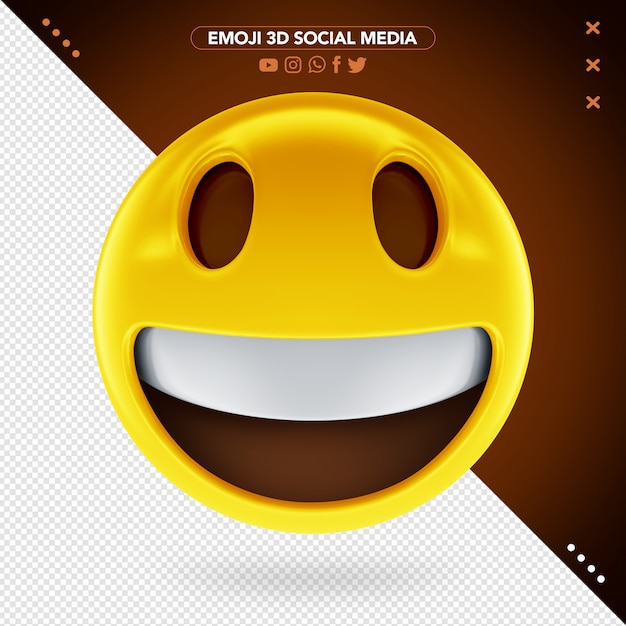 PSD feliz emoji 3d com rosto alegre e um sorriso aberto