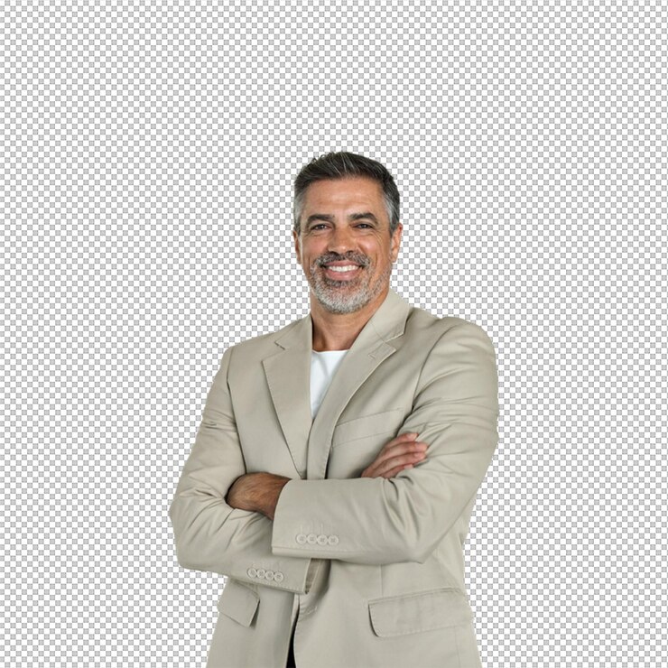 PSD feliz empresário com braços cruzados