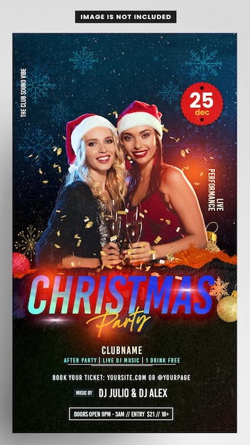 PSD feliz festa de natal na noite flyer de história do instagram