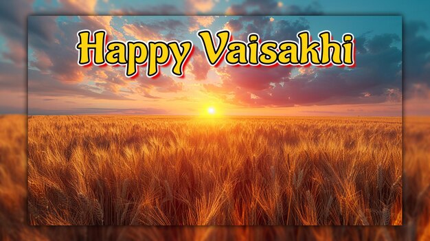 PSD feliz festival de baisakhi el fondo de la agricultura cultural la cosecha del arroz el campo de trigo la cultura sikh