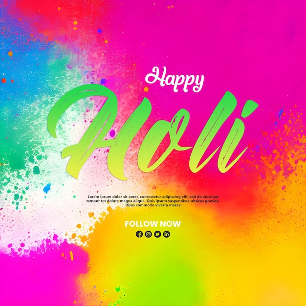 Feliz festival de holi pó colorido no fundo