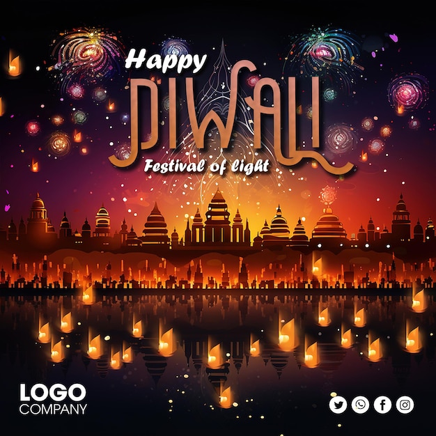 Feliz festival Diwali de fondo claro