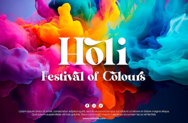 PSD feliz festival de holi banner editable