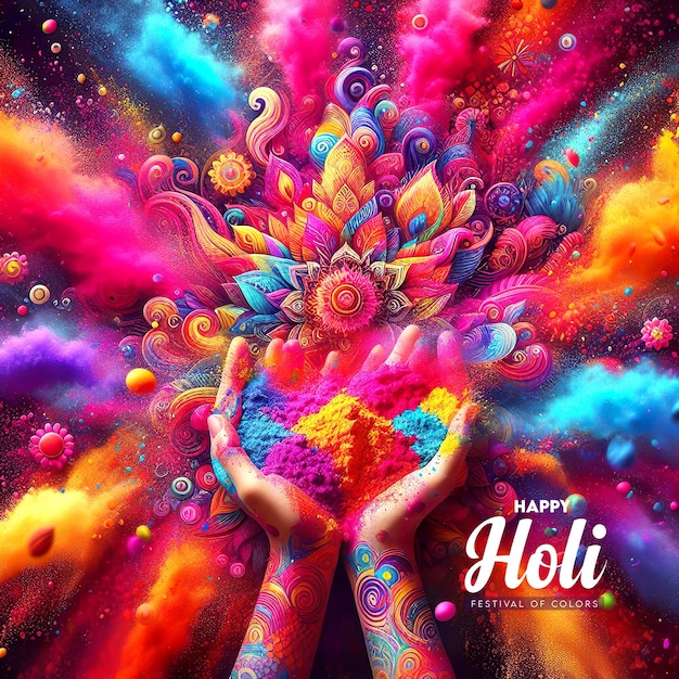 Feliz festival de holi con el diseño de fondo de colores.