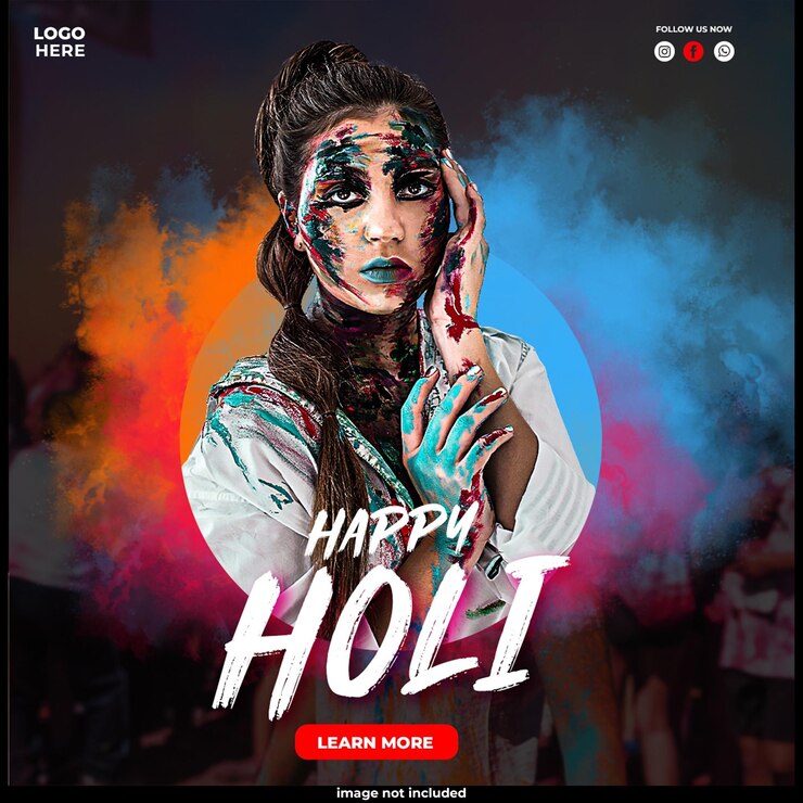 PSD feliz festival de holi en las redes sociales