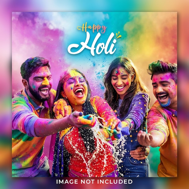 PSD feliz festival de holi en las redes sociales