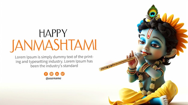 PSD feliz festival de krishna janmashtami de la india