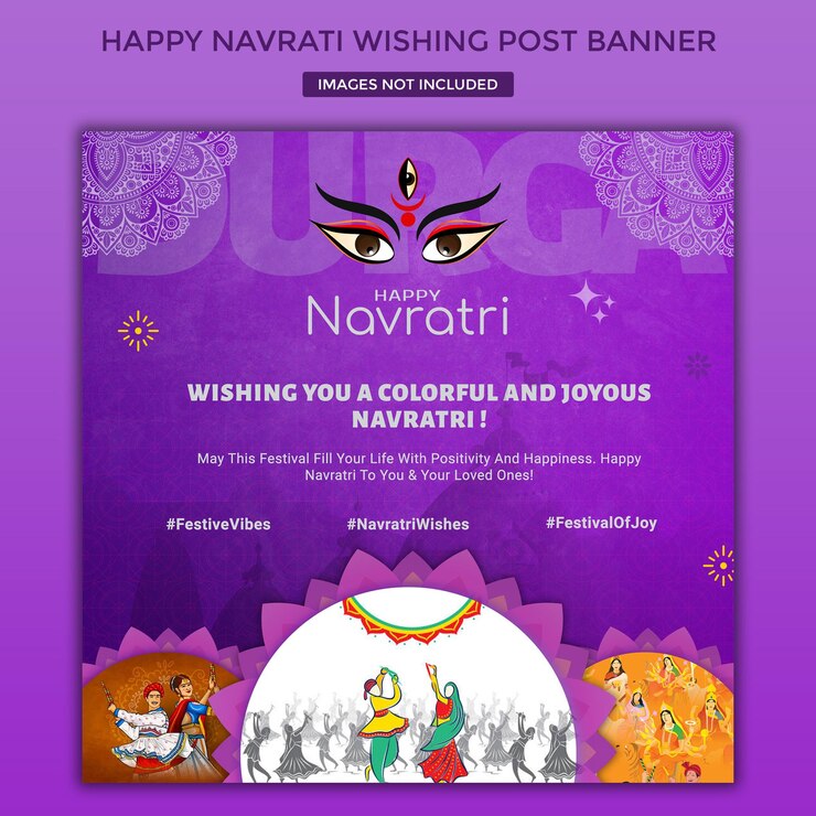 feliz festival Navratri Deseando una plantilla creativa de diseño de publicaciones en redes sociales para facebook instagram