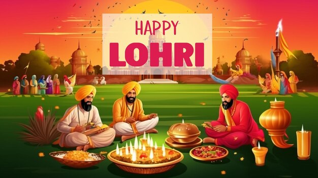 PSD feliz fiesta de lohri trasfondo para la celebración del festival punjabi