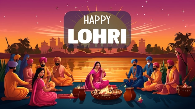 PSD feliz fiesta de lohri trasfondo para la celebración del festival punjabi