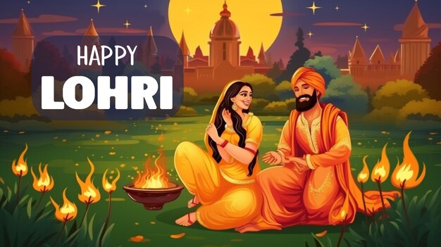 Feliz fiesta de lohri trasfondo para la celebración del festival punjabi