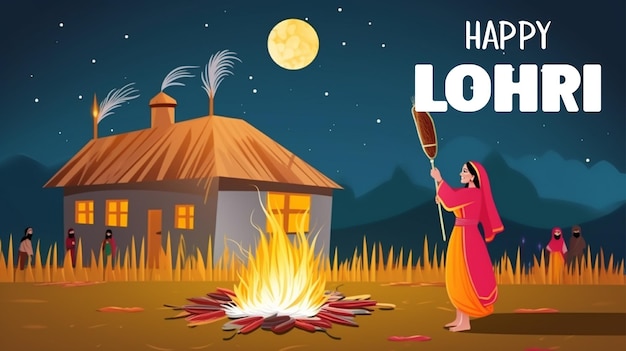 Feliz fiesta de lohri trasfondo para la celebración del festival punjabi