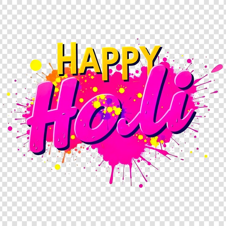 PSD feliz fuente de holi en un fondo transparente