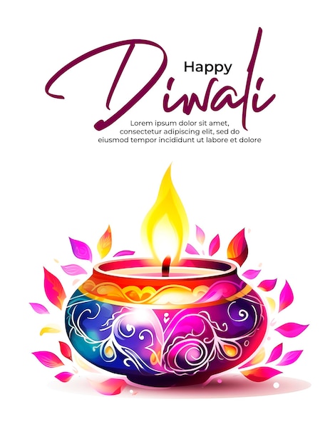 Feliz fundo decorativo tradicional de diwali com lâmpada de óleo diya