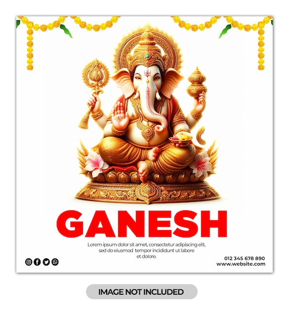 PSD feliz ganesh chaturthi post nas redes sociais