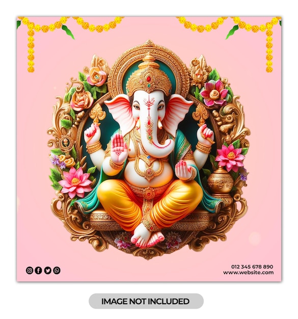 PSD feliz ganesh chaturthi post nas redes sociais