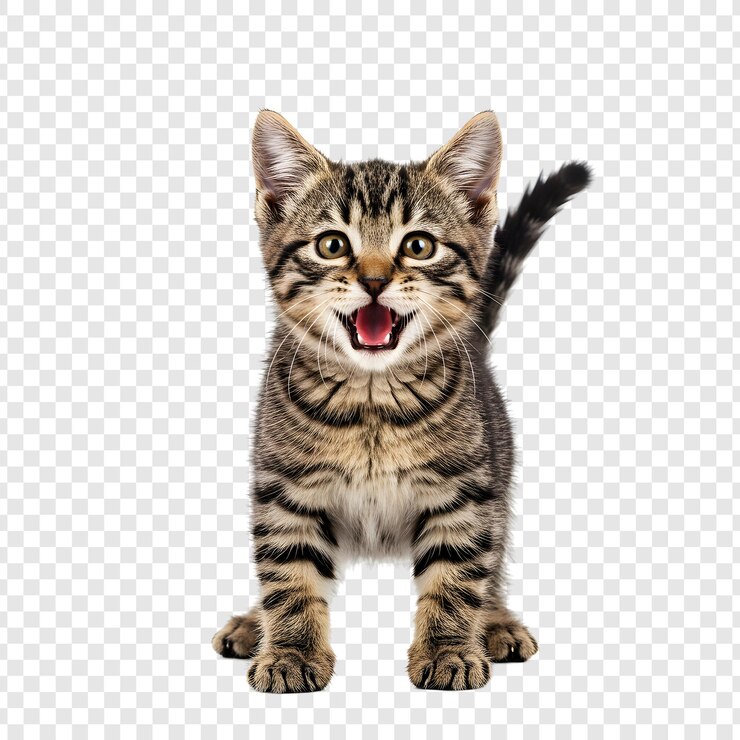 PSD feliz gatinho tabby sorrindo