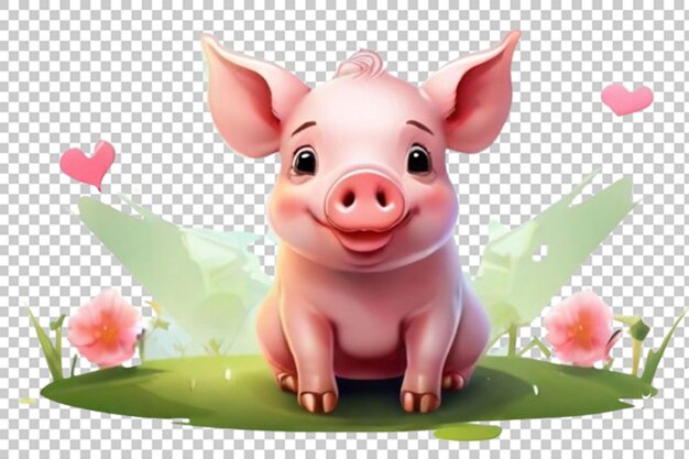 PSD feliz granja de animales encantador cerdo de dibujos animados