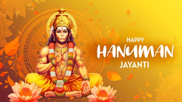 Feliz hanuman jayanti bandeira ou cartaz de festival tradicional indiano