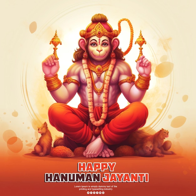 PSD feliz hanuman jayanti festival religioso indio fondo y bandera