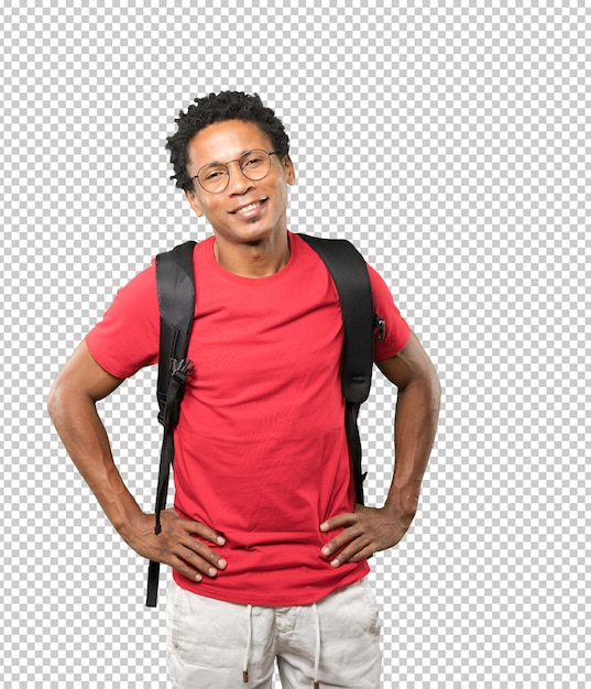 Feliz, joven, posar