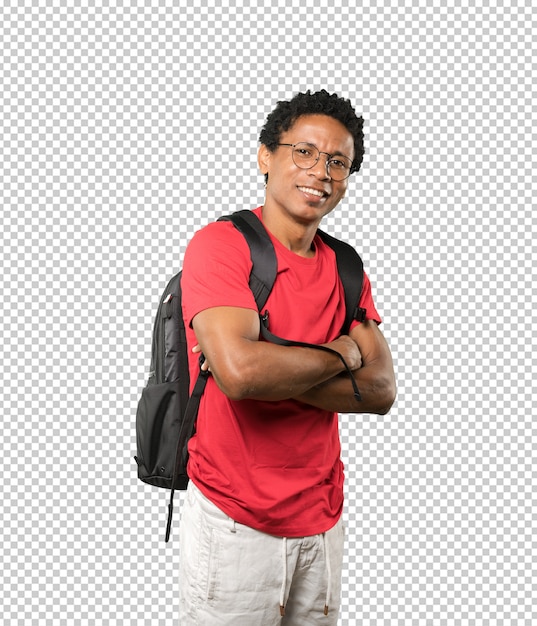 Feliz, joven, posar