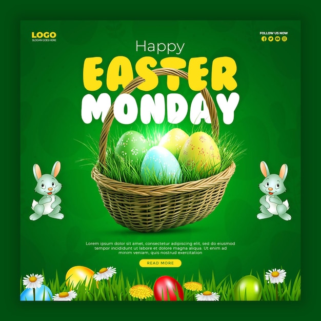 Feliz lunes de Pascua Celebración diseño de redes sociales