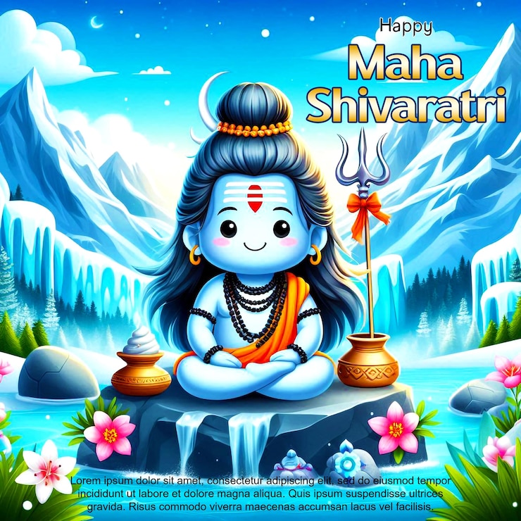 PSD feliz maha shivratri festival indio de saludos de fondo