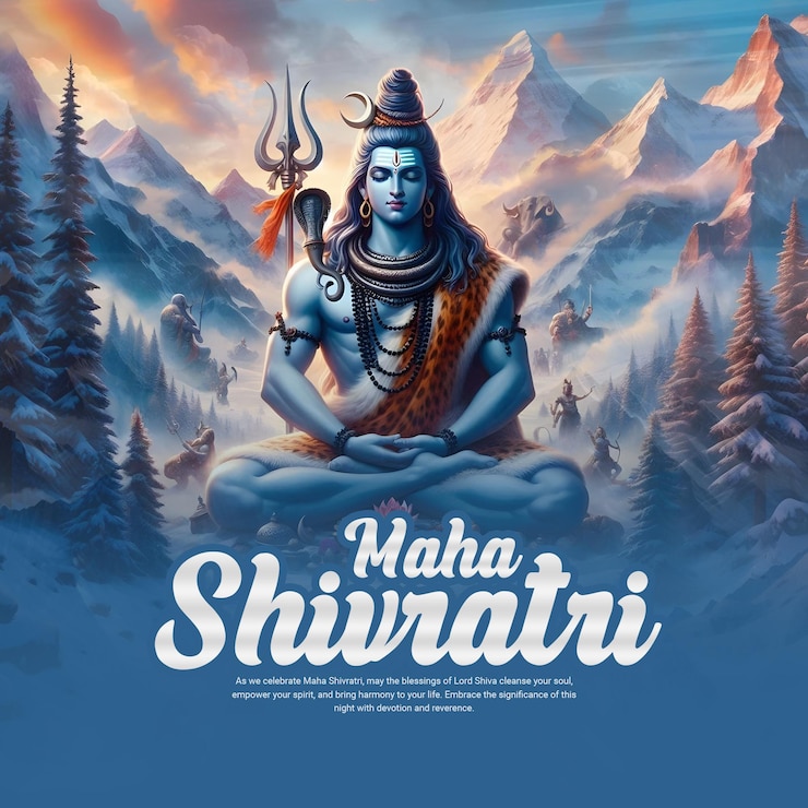 PSD feliz maha shivratri el señor shiva con har har mahadeva en las redes sociales
