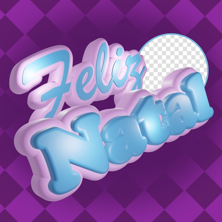 PSD feliz natal 3d azul e lila