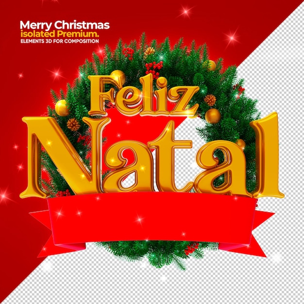 Feliz natal 3d logo para promoções Premium Psd