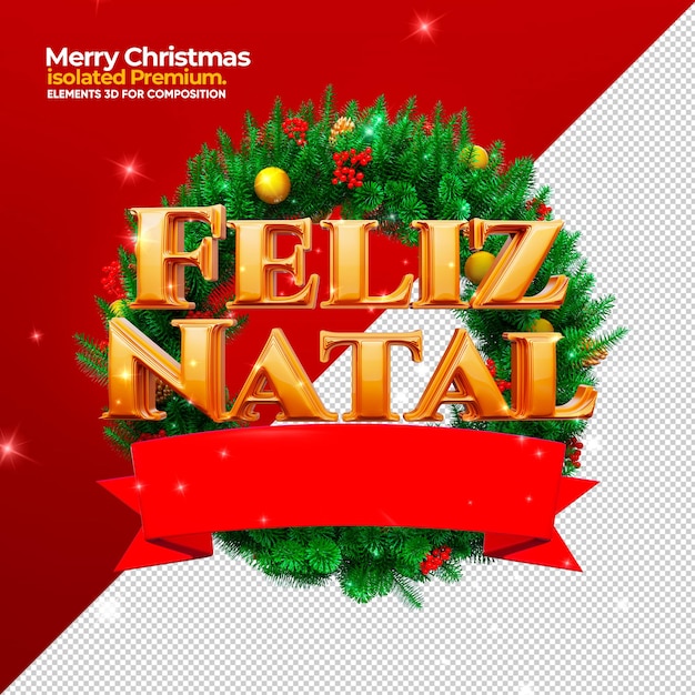 PSD feliz natal 3d logo para promoções premium psd