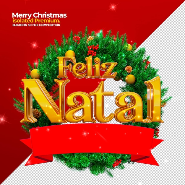 Feliz natal 3d logo para promoções premium psd