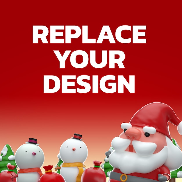 Feliz natal 3d renderização mockup design
