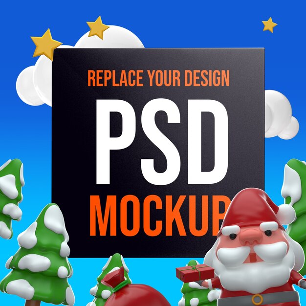 Feliz natal 3d renderização mockup design