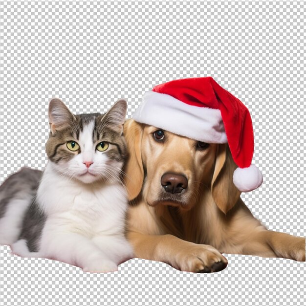 PSD feliz natal, cão e gato.