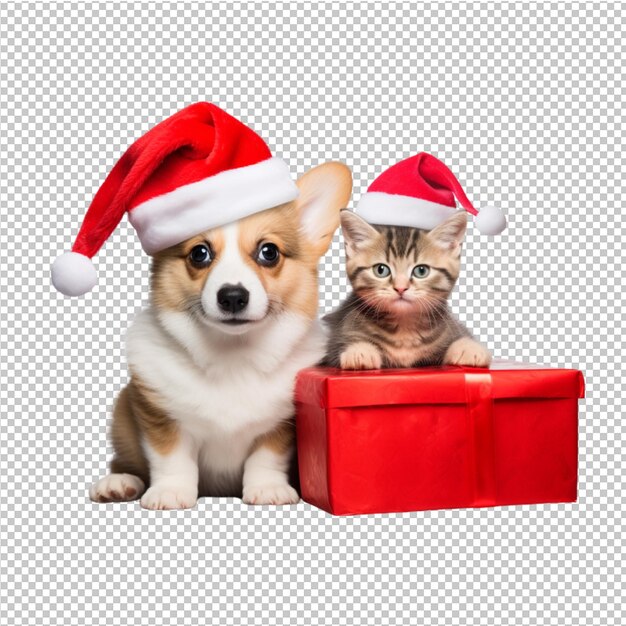 PSD feliz natal, cão e gato.