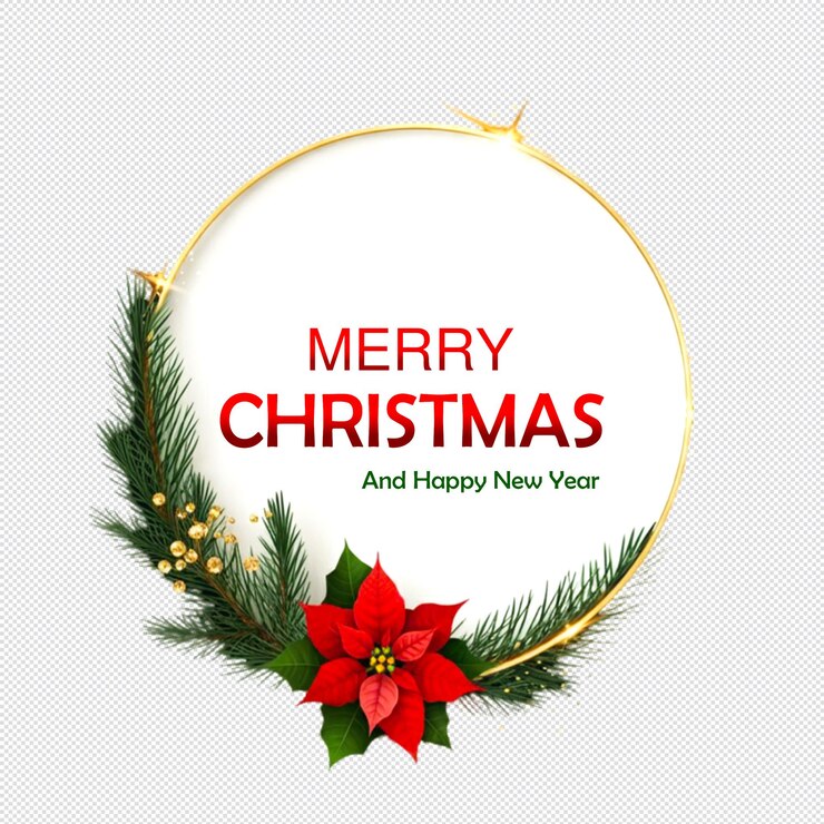 PSD feliz navidad deseos para una feliz temporada de vacaciones diseño en fondo transparente