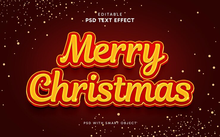 PSD feliz navidad efecto de texto 3d