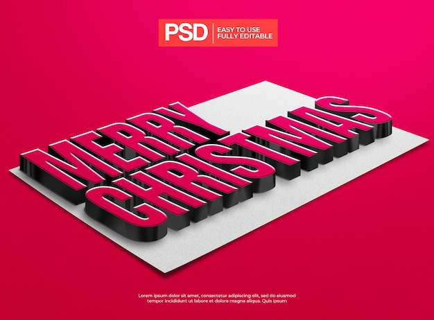 PSD feliz navidad efecto de texto editable 3d