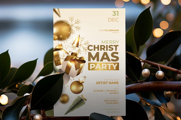 Feliz Navidad elegante con hojas de Navidad