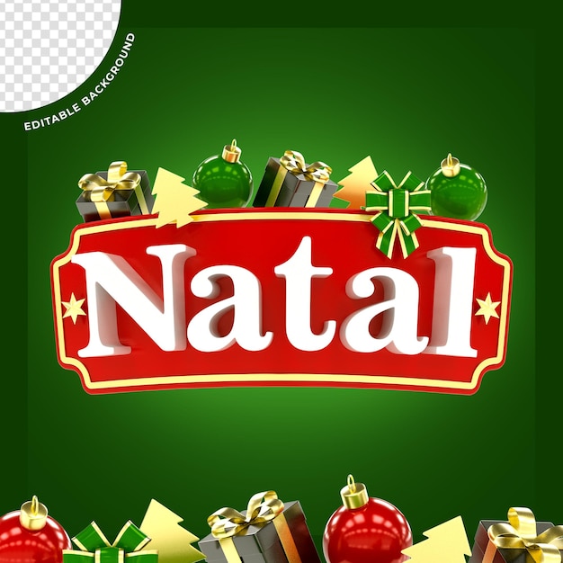 Feliz Navidad etiqueta 3d render para composición psd