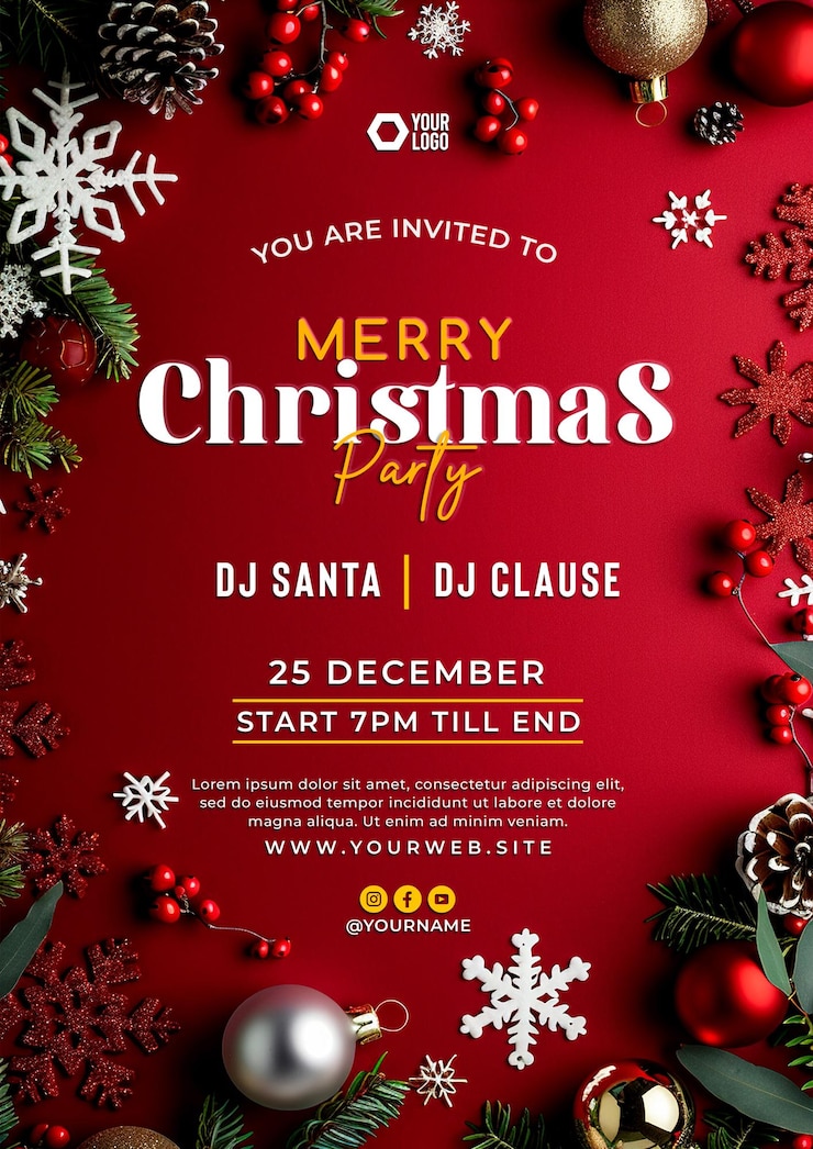 PSD feliz navidad y feliz año nuevo modelo de invitación