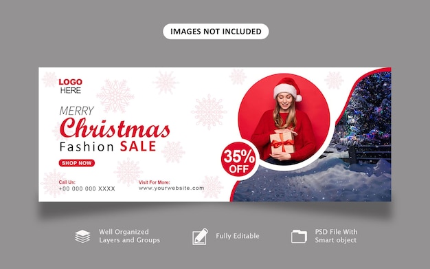 PSD feliz navidad y feliz año nuevo portada de redes sociales y plantilla de banner web