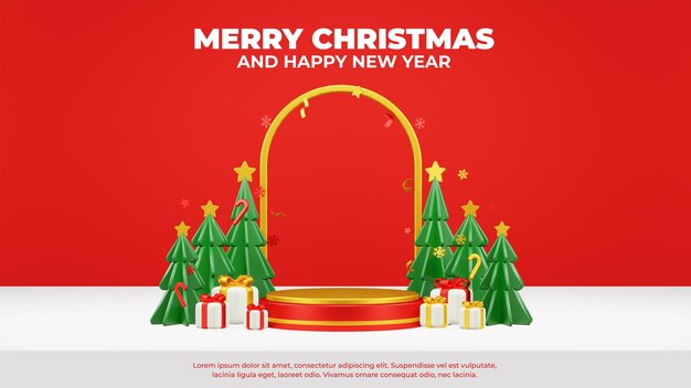 Feliz Navidad y feliz fondo con texto dorado brillante y caja de regalo sobre fondo negro