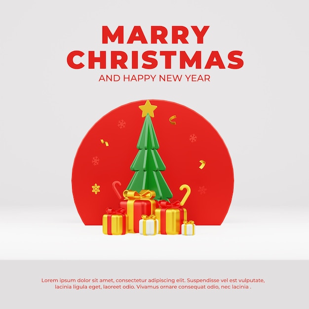 Feliz Navidad y feliz fondo con texto dorado brillante y caja de regalo sobre fondo negro