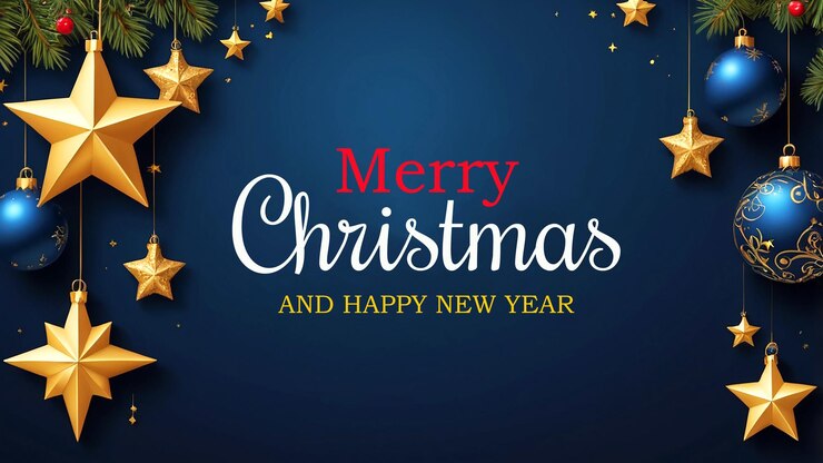 PSD feliz navidad en fondo azul