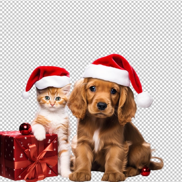 PSD feliz navidad, lindo perro y gato.