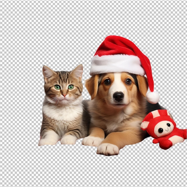 PSD feliz navidad, lindo perro y gato.